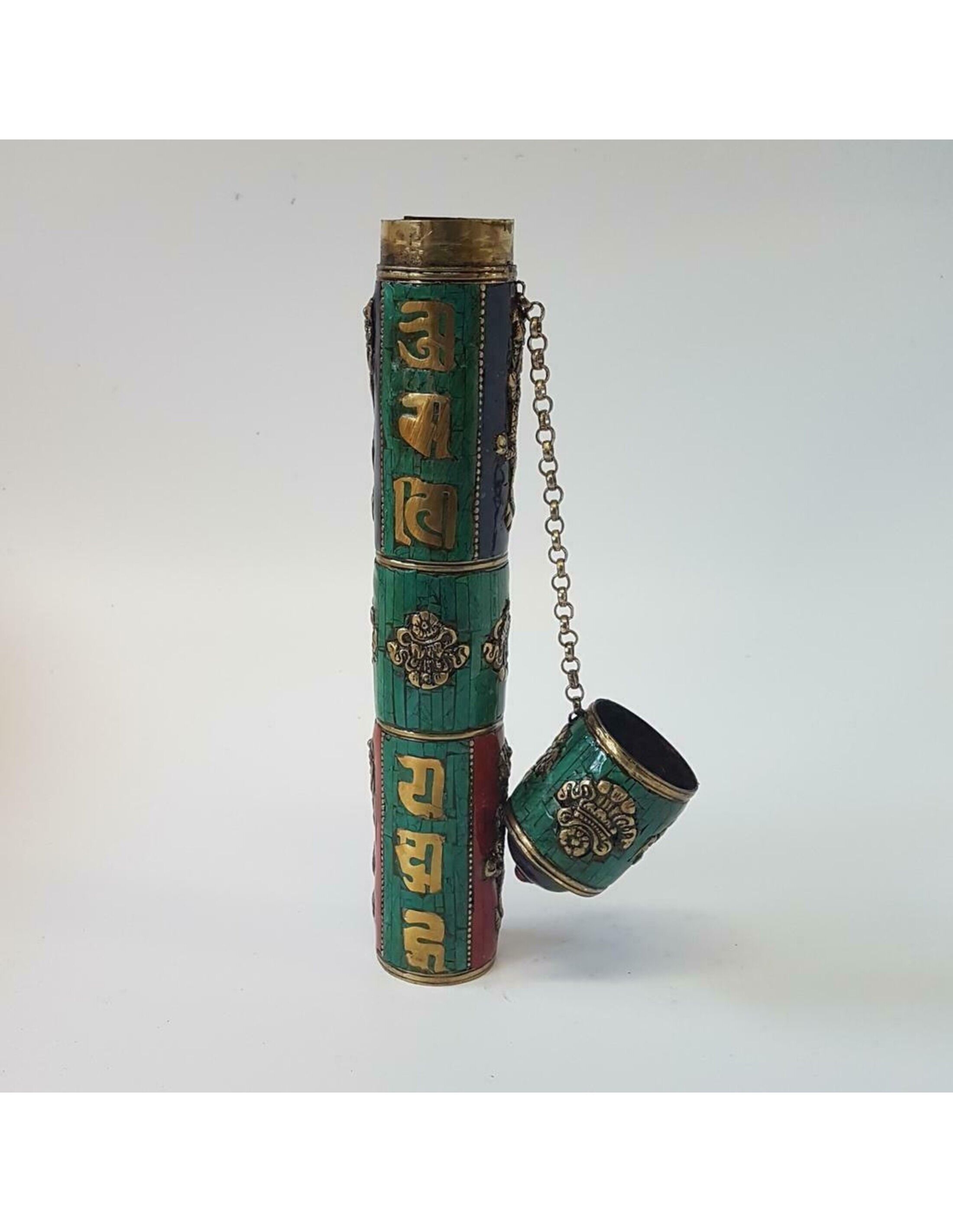 Porta incenso tibetano - tubo di stoccaggio - 27 cm