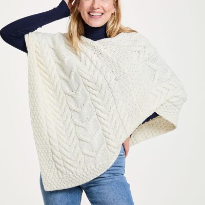 Poncho femme 100 % laine – Poncho Aran pour femme Aasleagh Falls – Crème – Accessoires femme