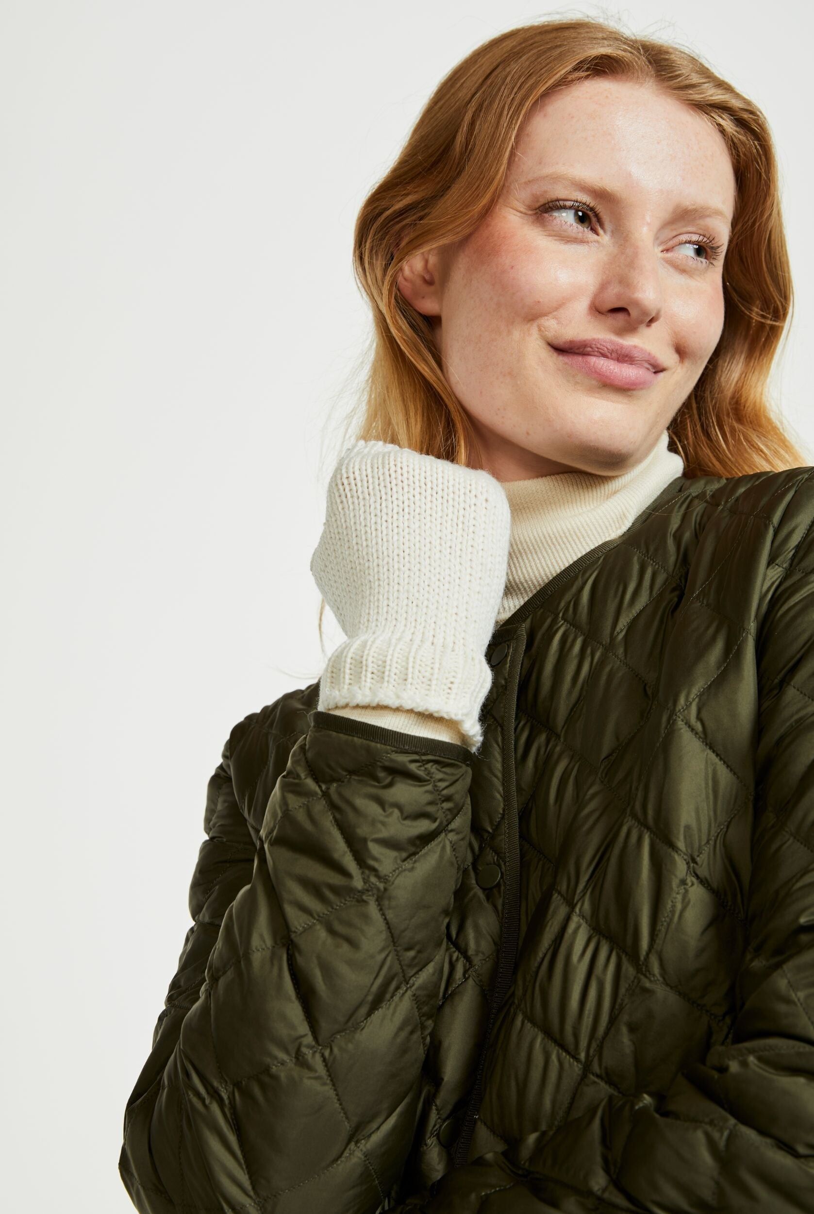 Guanti da donna in 100% lana - Guanti senza dita Kilmeena Aran - Maglieria Aran - Accessori da donna - Crema