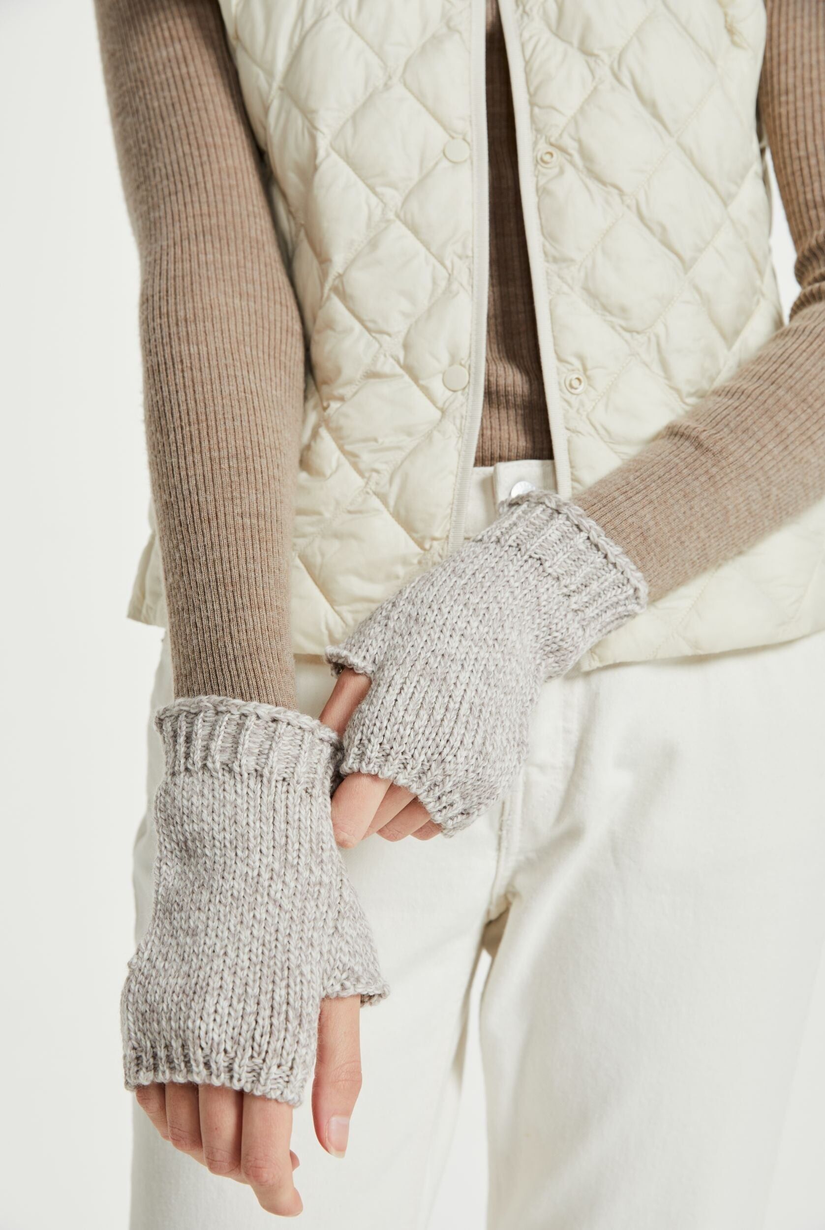 Guanti da donna in 100% lana - Guanti senza dita Kilmeena Aran - Maglieria Aran - Accessori da donna - Avena