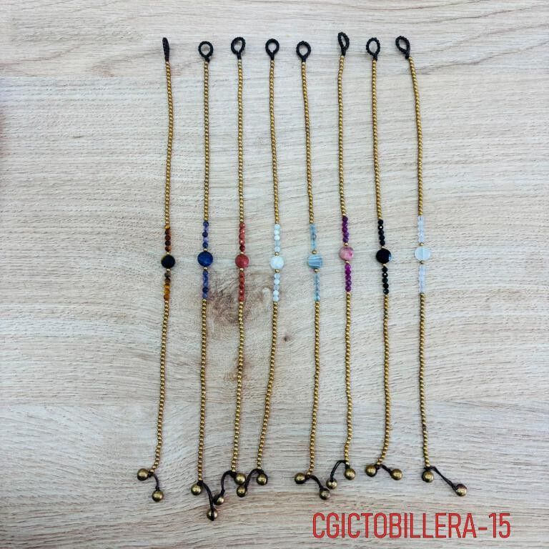 Bracciale alla caviglia in ottone da donna con pietre colorate