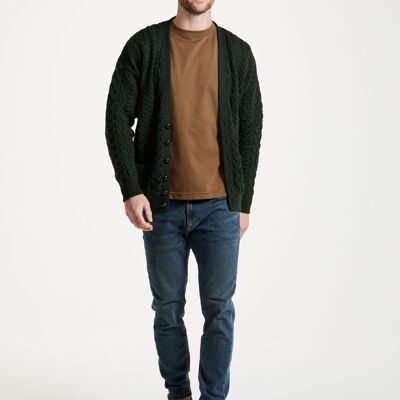 Cárdigan de hombre 100 % lana - Cárdigan Aran Clare Island para hombre - Verde