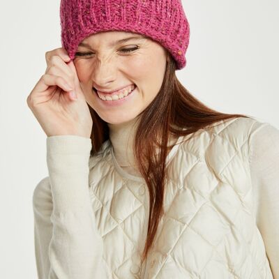 Bonnet femme 100 % laine – Bonnet Hazelwood à ourlet roulé – Rose – Accessoires femme