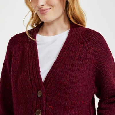 Cardigan da donna in 100% lana - Bonny Glen Ladies Tweed Cardigan - Berry