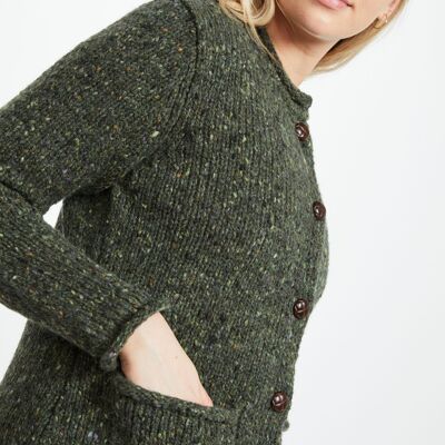 Cardigan femme 100 % laine – Cardigan en tweed Avondale pour femme – Vert