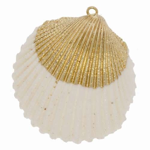 Ciondolo a conchiglia, crema-oro 2
