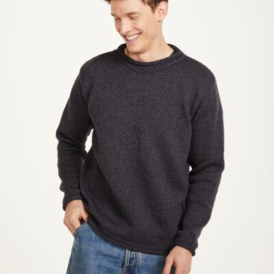 100% Wool Men's Sweater - Moycullen Roll Neck Sweater - Aran Knitwear - Grey