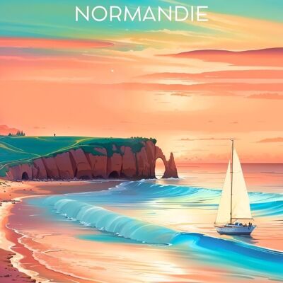 Póster Etretat Vintage Cliffs Normandía