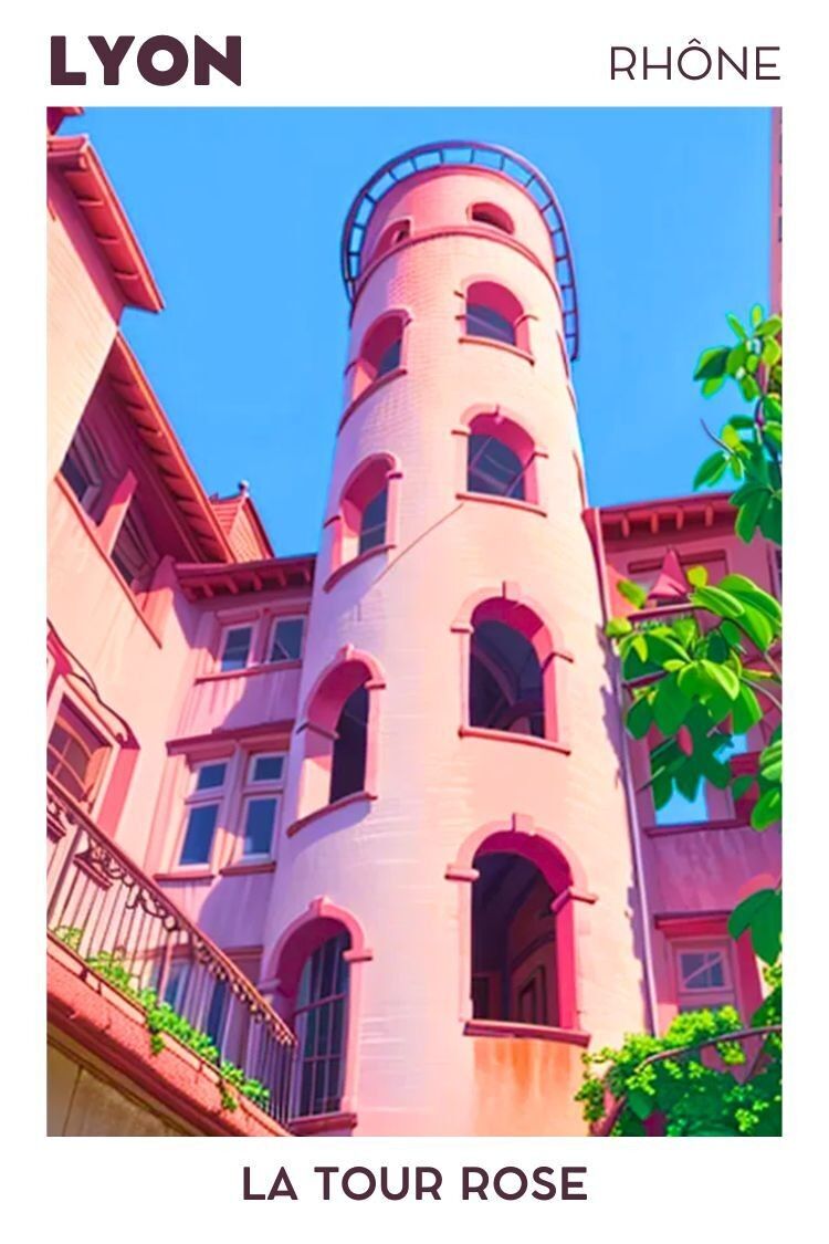 Poster Lione - La Torre Rosa e il Centro Città