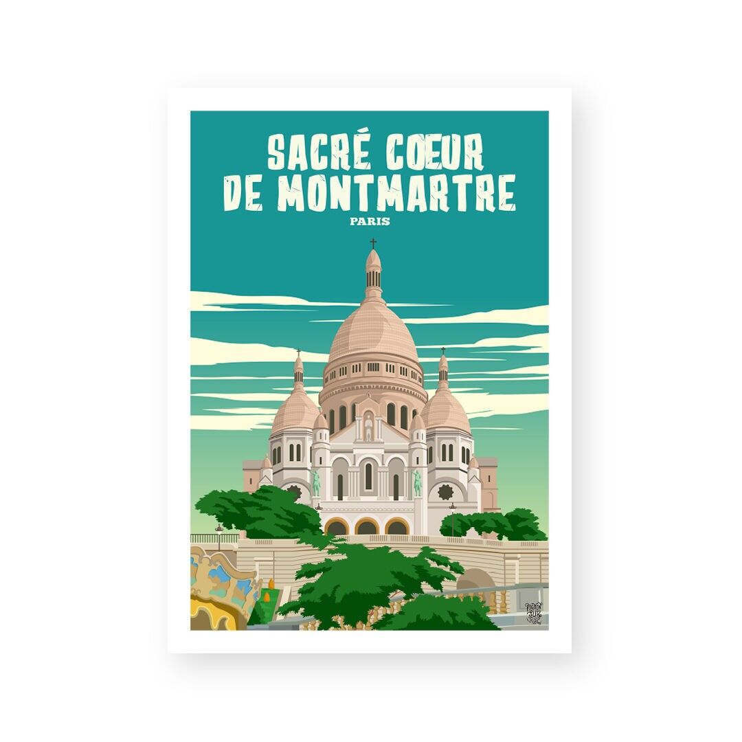 Vintage-Wandplakat „Sacré-Coeur de Montmartre“.