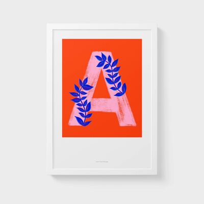 A3 Wall Art Print | Initial botanical letter A