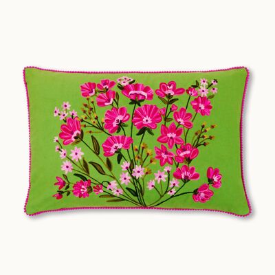 Funda de cojín flores verde
