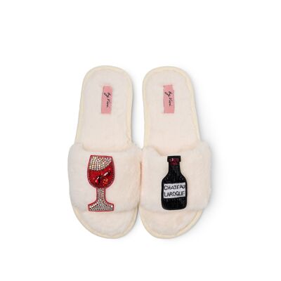 Pair of brooches for slippers: Red Wine