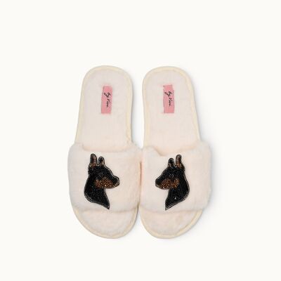Pair of brooches for slippers: Doberman