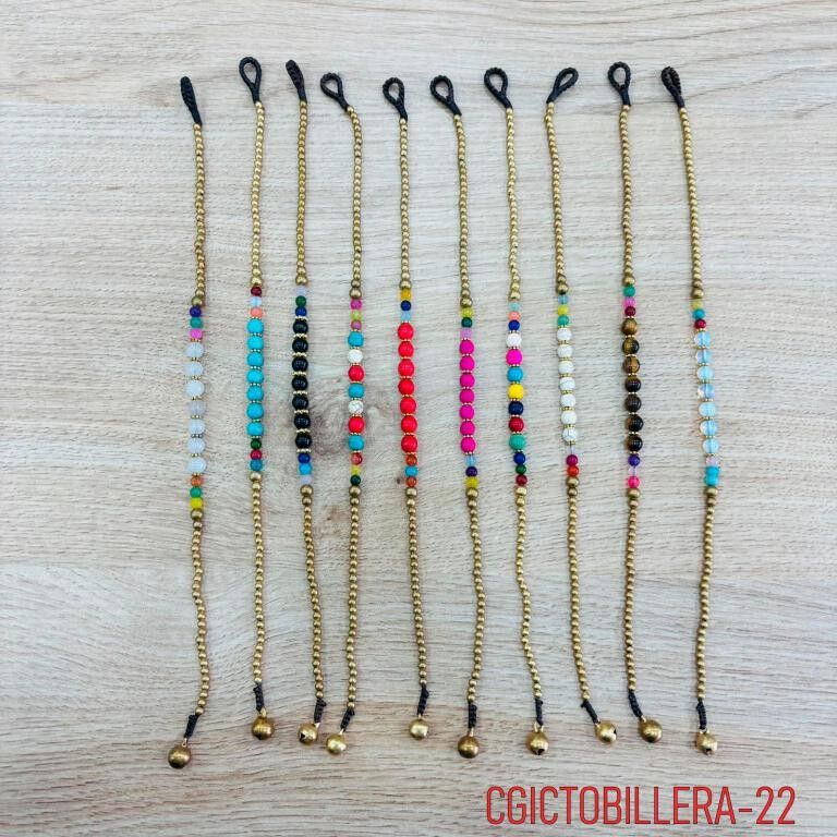 Braccialetto alla caviglia in ottone dal design colorato da donna. promozionale