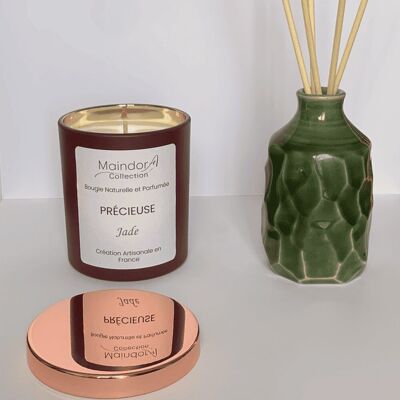 Bougie Parfumée Naturelle - JADE - PRÉCIEUSE | 220 gr Cire de Soja & Parfum d'exception