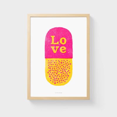 A3 Wall Art Print | Love pill