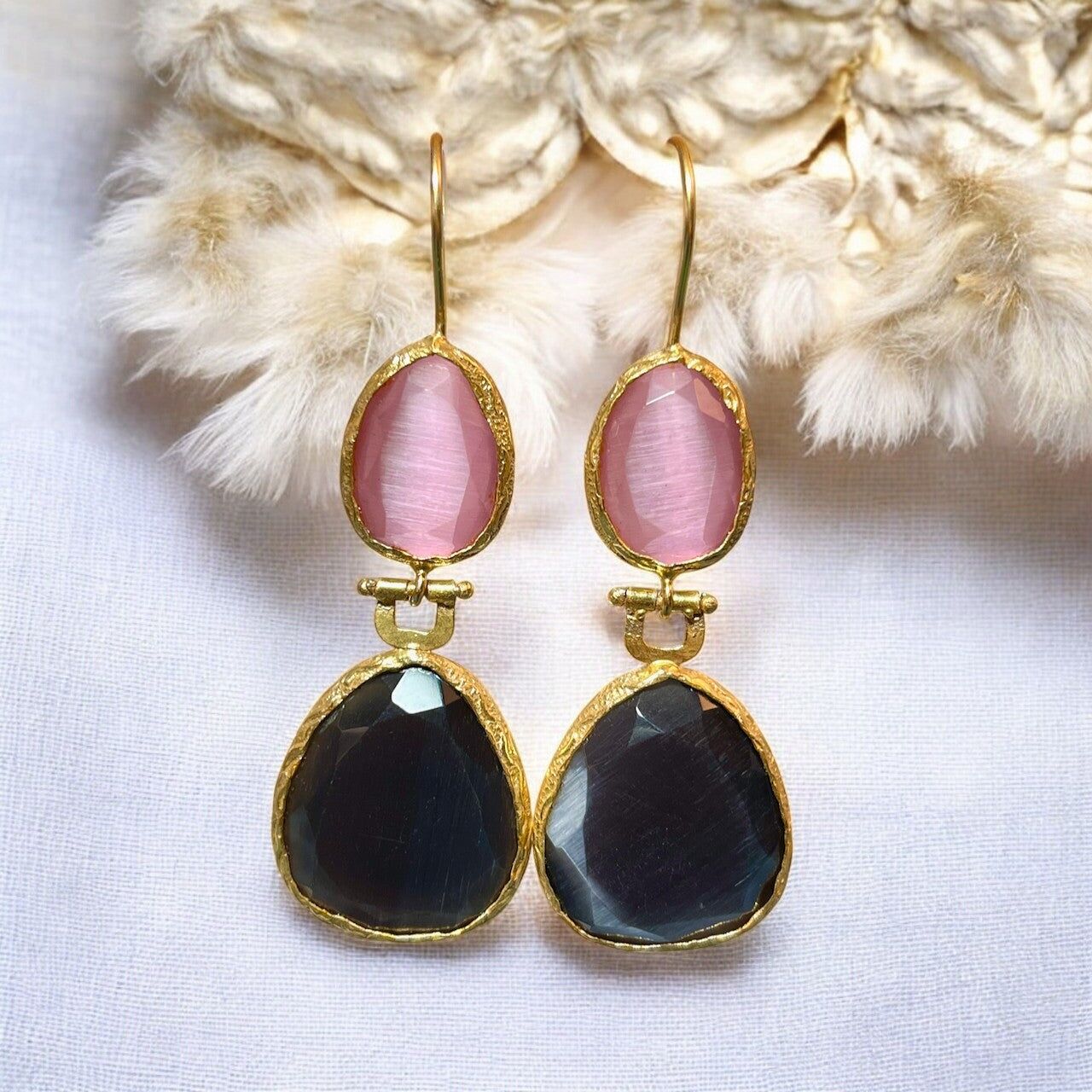 Orecchini "CAMELIA" in oro fino con pietra Agata