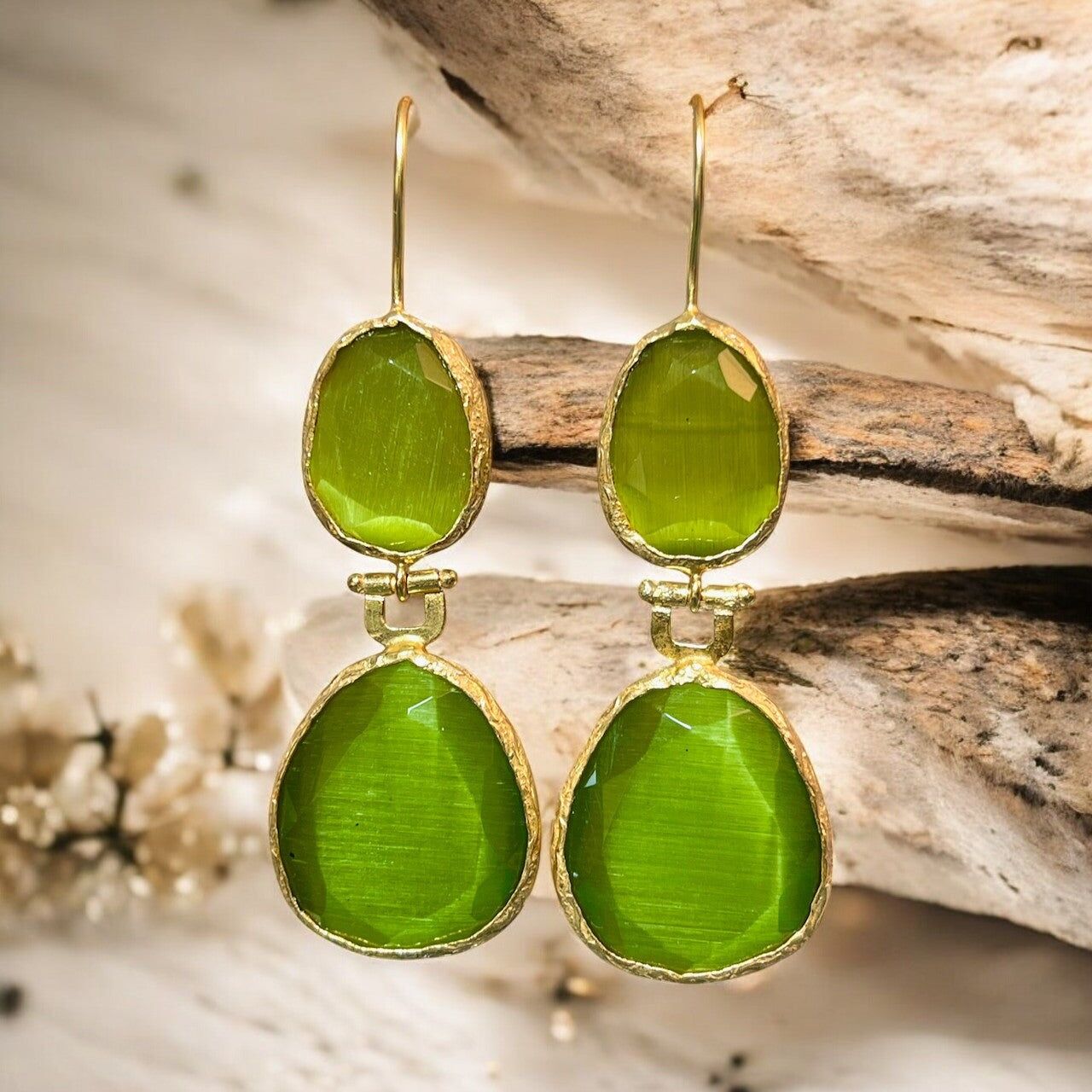 Orecchini "JASMINA" in oro fino con pietra Agata