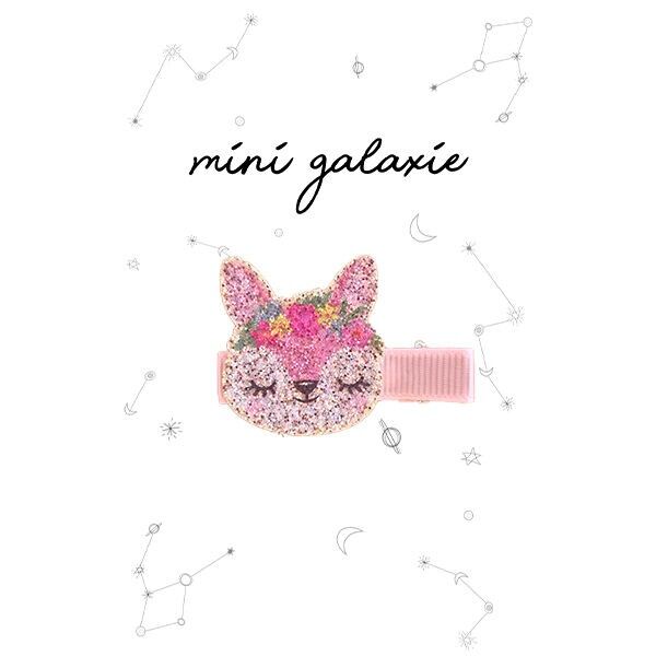 Barrette enfant pince rose avec renard à paillettes 🦊