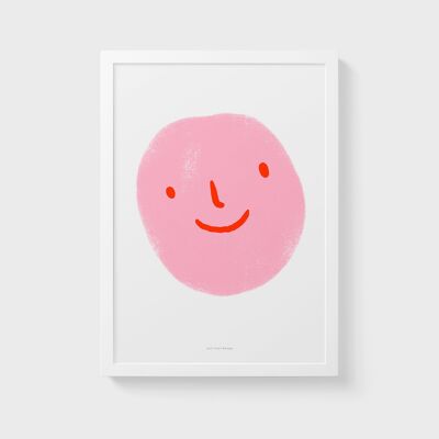 Stampa artistica su tavola A4 | Emoticon rosa felice