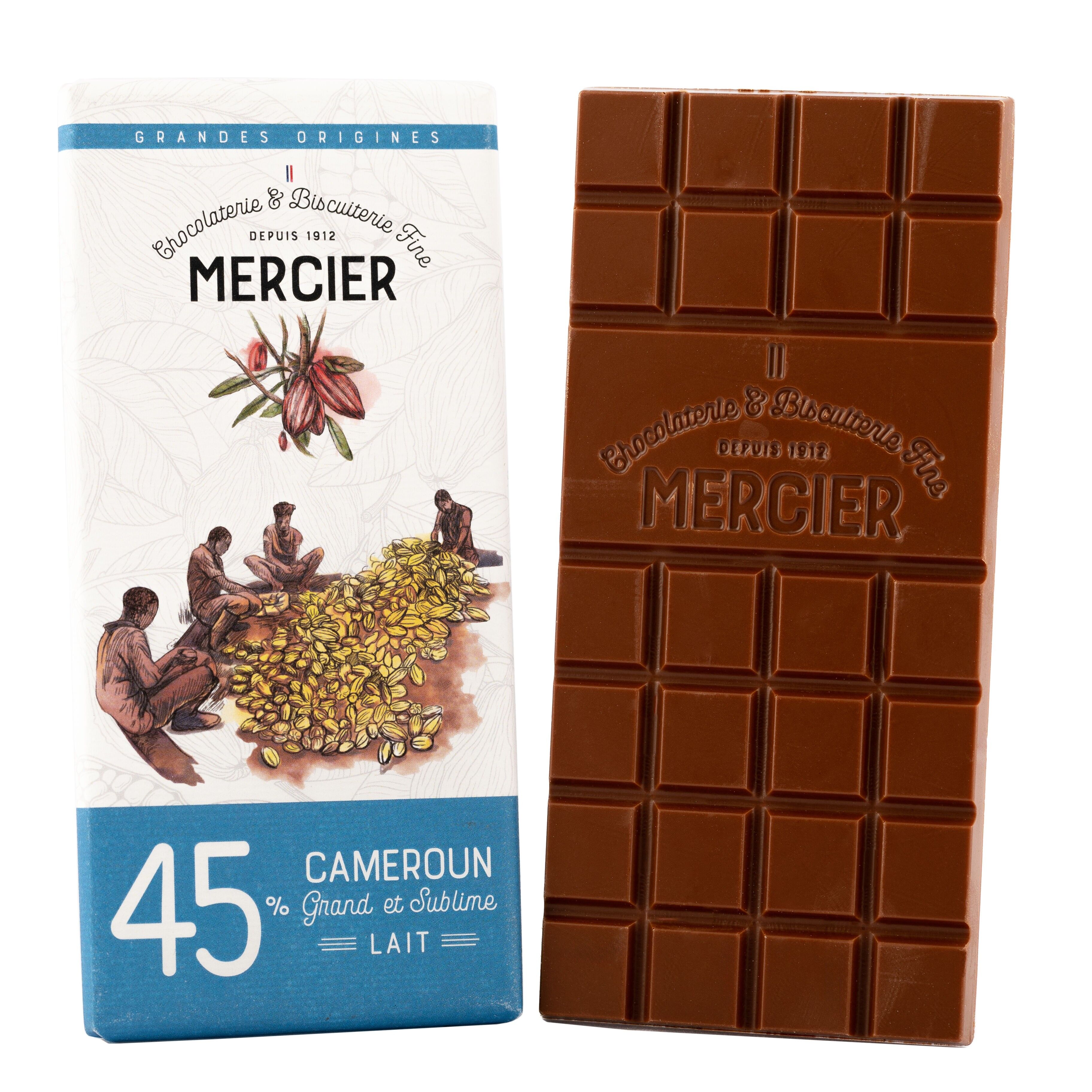 CAMEROON MILK 45%: tableta de chocolate con leche con un mínimo de 45% de cacao. Cacao de Camerún