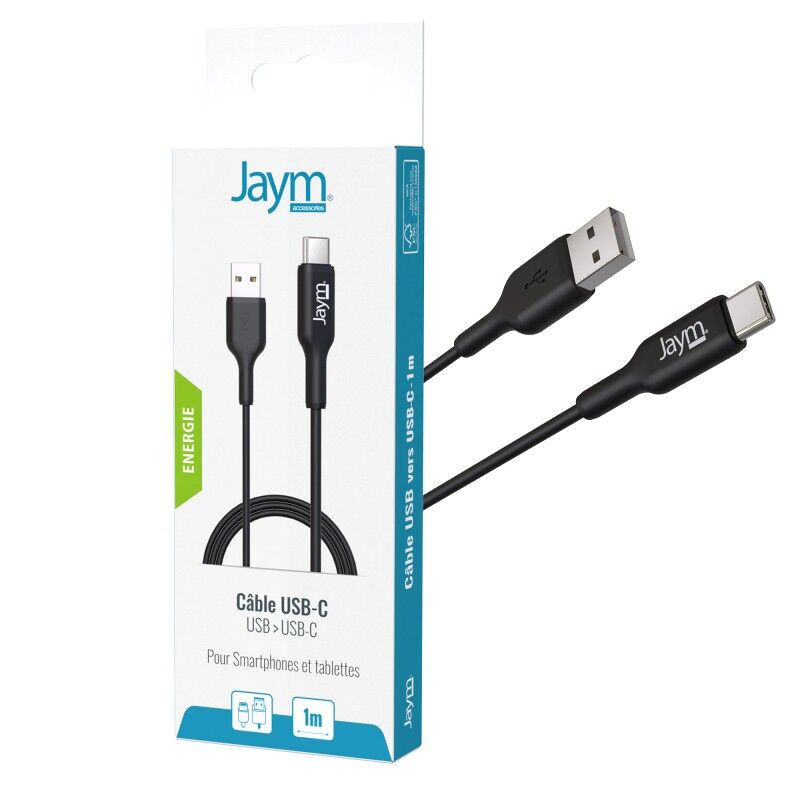 CAVO DI RICARICA E SINCRONIZZAZIONE DA USB-A A USB-C - LUNGHEZZA 1 M - NERO - JAYM® - JMCABLE003