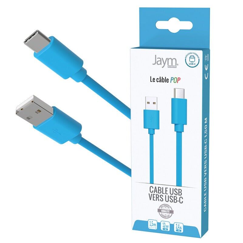 CAVO DI RICARICA E SINCRONIZZAZIONE DA USB-A A USB-C - LUNGHEZZA 1.5M - BLU - COLLEZIONE JAYM® POP - JMPOPCABLE030