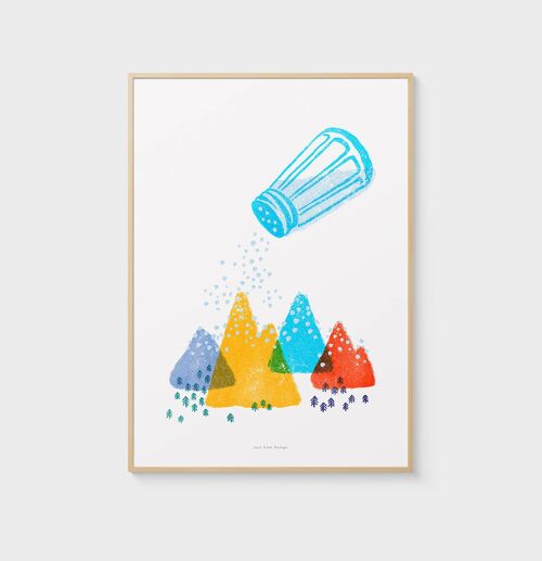 A3 Wall Art Print | Snowy mountains