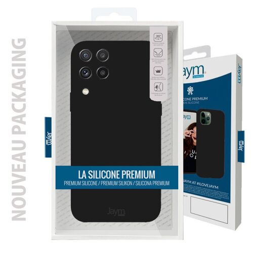 COQUE PREMIUM SILICONE ET MICROFIBRE POUR SAMSUNG GALAXY A22 4G NOIR - JAYM® CLASSIC® ** - JMSIL0254