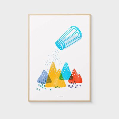 A4-Wand-Kunstdruck | Verschneite Berge