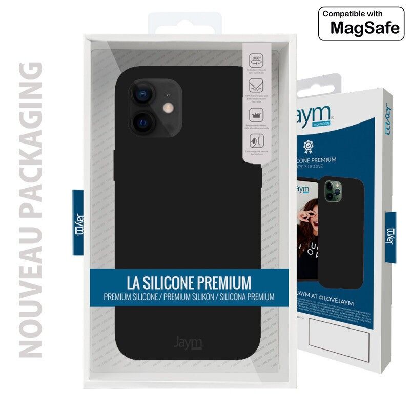 PREMIUM-HÜLLE AUS SILIKON UND MIKROFASER KOMPATIBEL MIT MAGSAFE FÜR APPLE IPHONE 12 PRO MAX SCHWARZ - JAYM® CLASSIC® ** - JMSIL0301