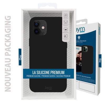 FUNDA PREMIUM DE SILICONA Y MICROFIBRA PARA APPLE IPHONE 13 / 14 NEGRA - JAYM® CLASSIC® - JMSIL0377