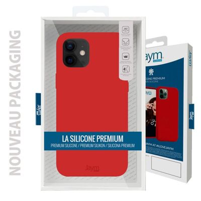 FUNDA PREMIUM DE SILICONA Y MICROFIBRA PARA APPLE IPHONE 14 PLUS ROJA - JAYM® CLASSIC® ** - JMSIL0388