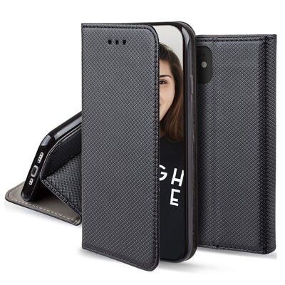 BLACK MAGNETIC STAND FOLIO CASE COMPATIBLE WITH XIAOMI REDMI A1 / A2 / A2+ - JAYM®** - TFBKFS0469
