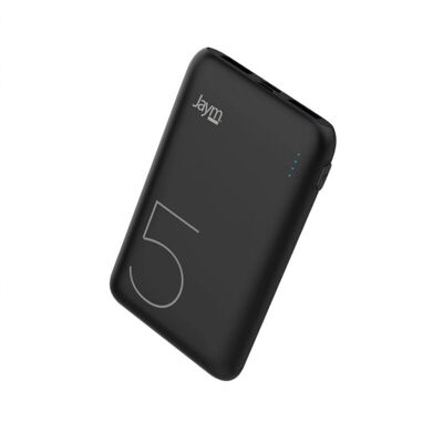 BATERÍA DE RESPALDO 5.000 MAH 2 SALIDAS USB-A + 1 ENTRADA USB-C + 1 ENTRADA MICRO-USB - NEGRO - JAYM - JMPW004