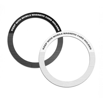 PACK OF 2 MAGSAFE COMPATIBLE MAGNETIC RINGS - BLACK AND SILVER - JAYM - JMMAGSAFE001