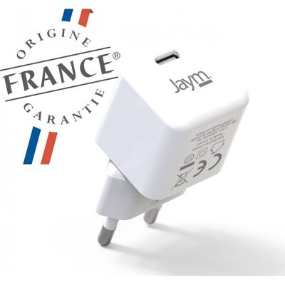 CHARGEUR SECTEUR RAPIDE USB-C 30W PD ET PPS BLANC - ORIGINE FRANCE GARANTIE - JAYM®** - JMCHARGEUR020