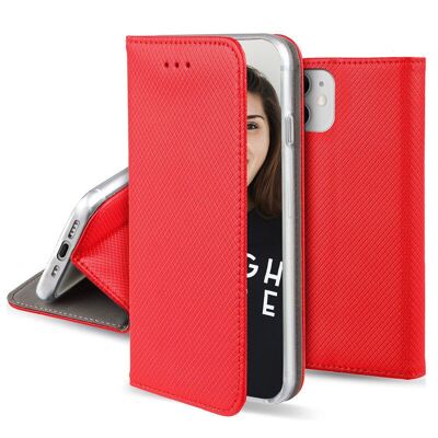 RED MAGNETIC STAND FOLIO CASE COMPATIBLE WITH SAMSUNG GALAXY S24 FE - JAYM® - TFBKFS0619
