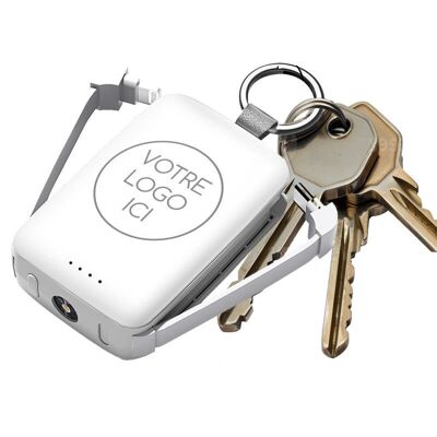 ULTRA COMPACT BATTERY BACKUP 4.000 MAH WHITE KEYCHAIN - BULK FOR CUSTOMIZATION - JMPW020