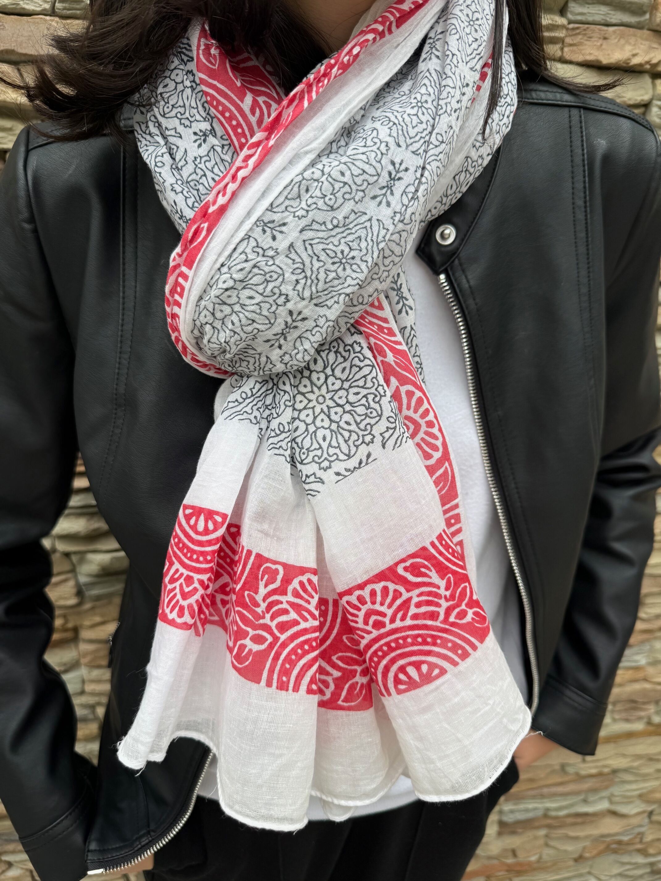 Sciarpa stampata a blocchi indiana 100% cotone