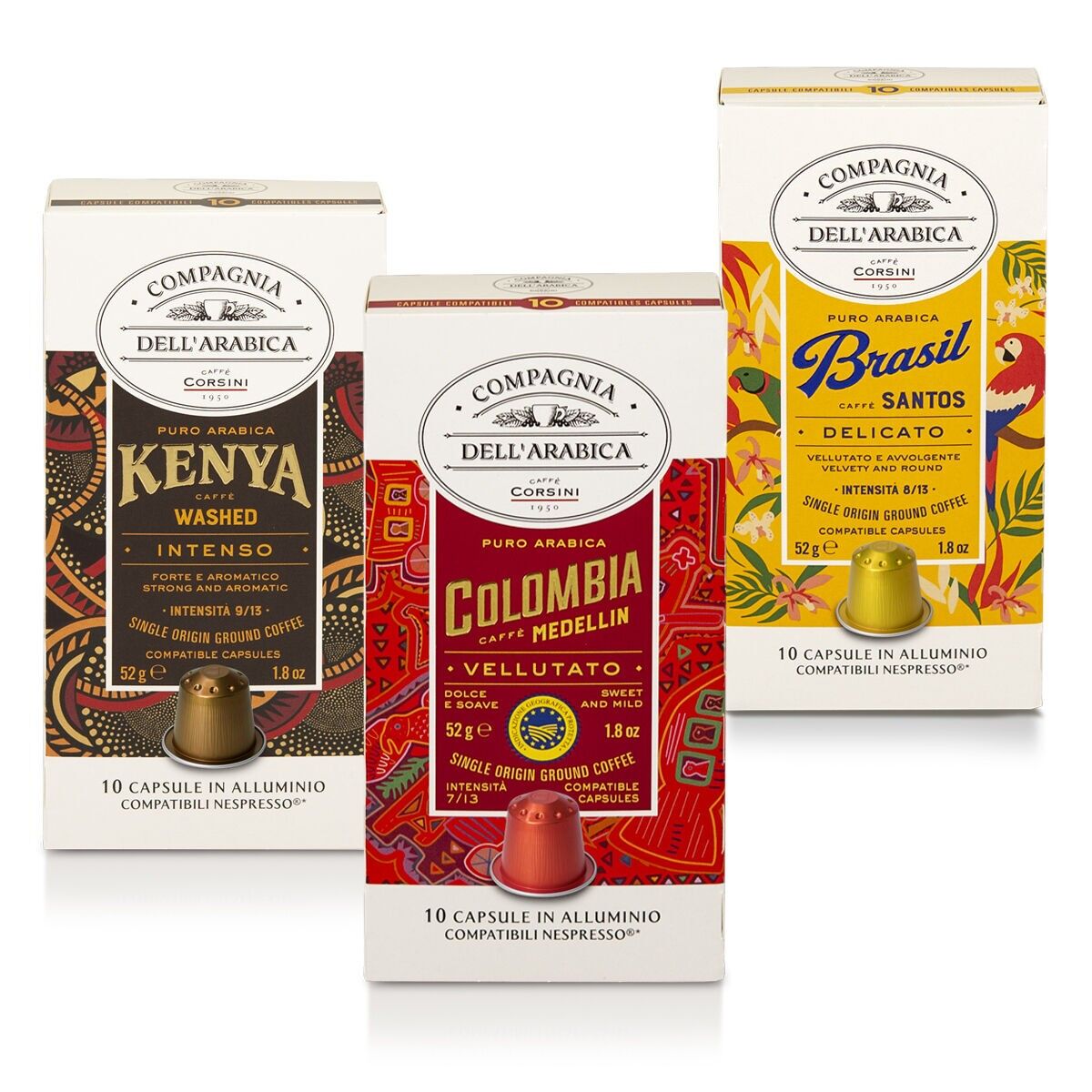 Caffè in capsule compatibili Nespresso®| Best seller | Colombia, Brasil, Kenya | 30 capsule