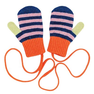GUANTO PER BAMBINI - lana d'agnello - righe - blu