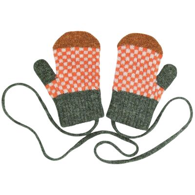 GUANTO PER BAMBINI - lana d'agnello - quadri - arancione