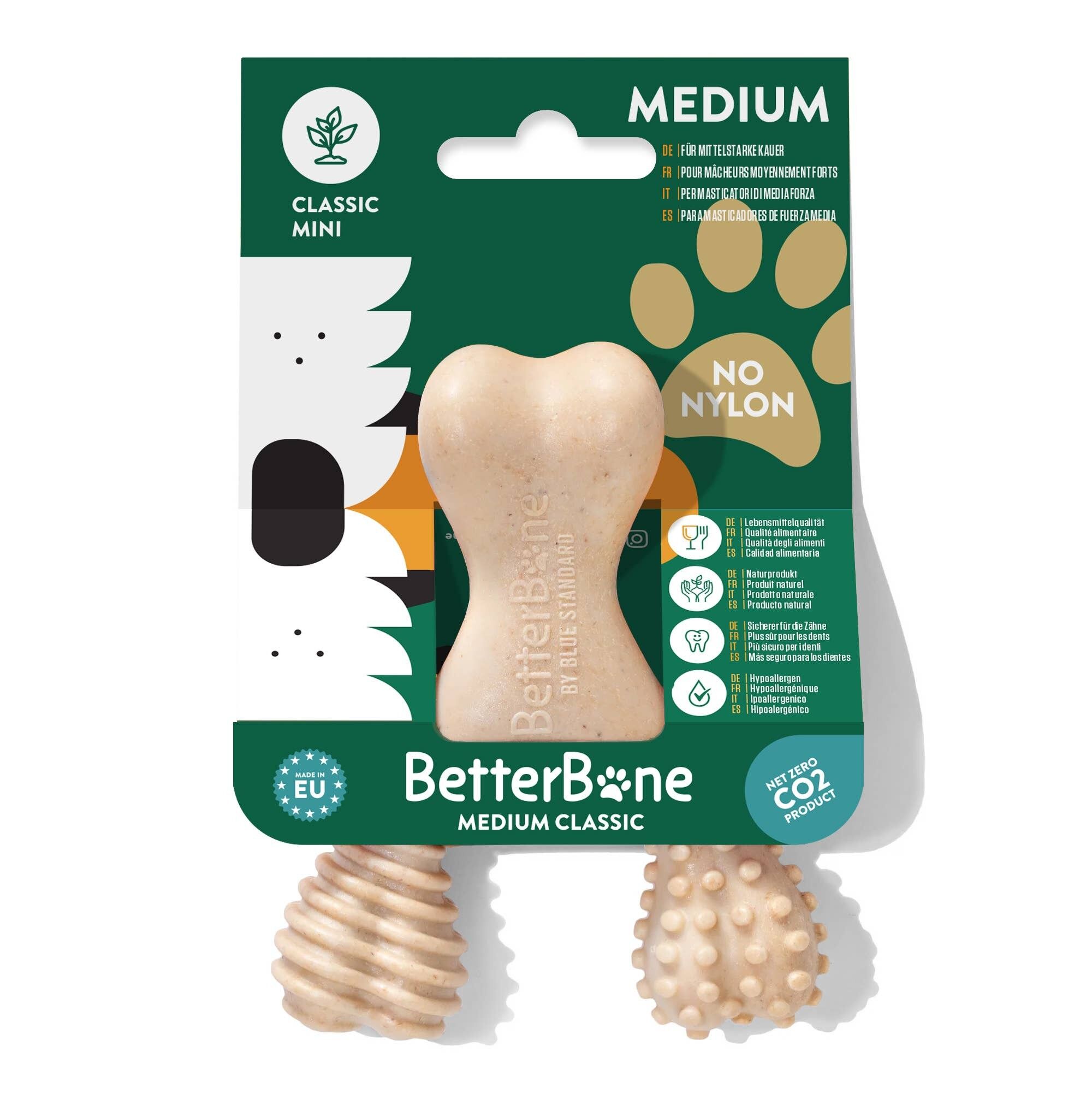 BetterBone - Hundespielzeug zum Kauen - Mini Medium Classic - Kauknochen Hund Nylon & GMO-frei auf Zellulosebasis, Kauspielzeug das nicht splittert (OHNE NYLON / Made in EU)
