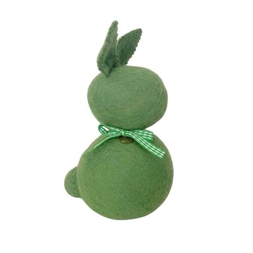 sustainable Easter bunny standing - green - wool felt - handmade in Nepal