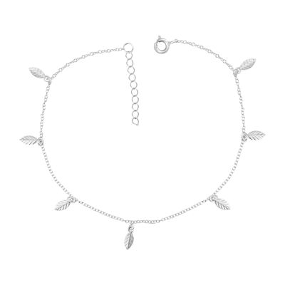 Bellissima cavigliera con foglie in argento 925