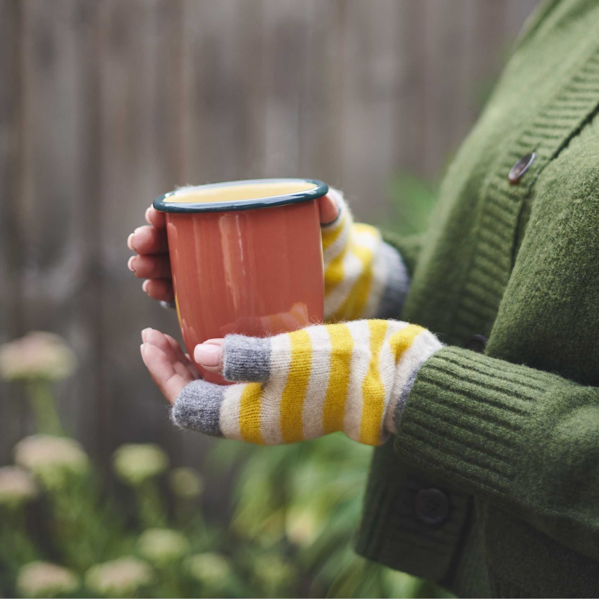 SCALDAPOLSI - lana d'agnello - righe - avena/giallo elettrico