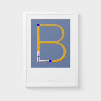 A3 Wall Art Print | Initial Letter Print B