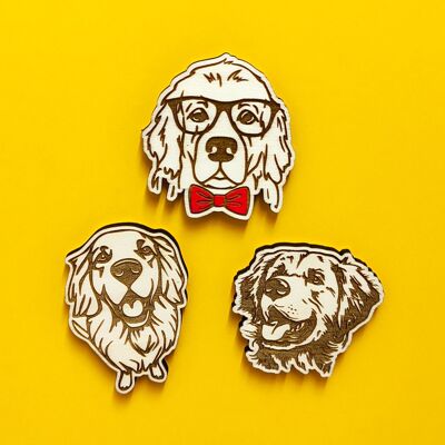 Magneti in legno Golden Retriever, regalo per amanti degli animali domestici, decorazione di razza di cuccioli, inaugurazione della casa per animali